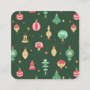 Tarjeta De Visita Cuadrada Patrón de ornamento navideño de estilo vintage - V