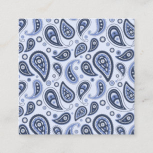 Tarjeta De Visita Cuadrada Patrón de paisley azul