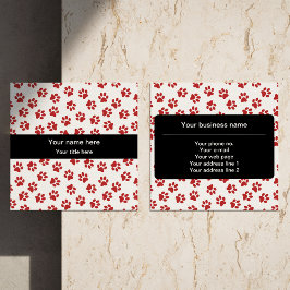 Tarjeta De Visita Cuadrada Patrón De Patas, Patas De Perro, Patas De Gatos, P