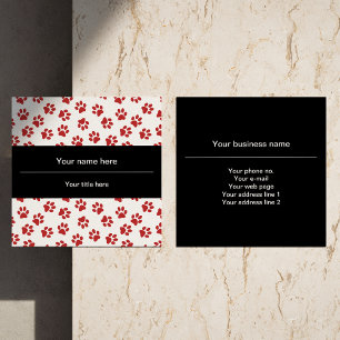 Tarjeta De Visita Cuadrada Patrón De Patas, Patas De Perro, Patas De Gatos, P