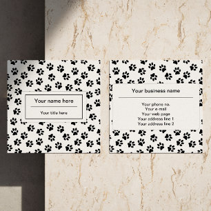 Tarjeta De Visita Cuadrada Patrón De Patas, Patas De Perro, Patas De Gatos, P