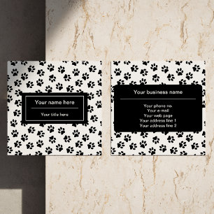 Tarjeta De Visita Cuadrada Patrón De Patas, Patas De Perro, Patas De Gatos, P