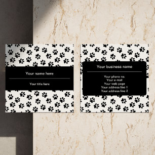 Tarjeta De Visita Cuadrada Patrón De Patas, Patas De Perro, Patas De Gatos, P