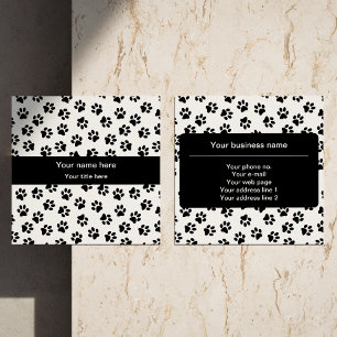 Tarjeta De Visita Cuadrada Patrón De Patas, Patas De Perro, Patas De Gatos, P