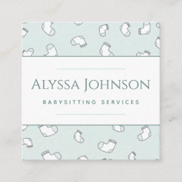 Tarjeta De Visita Cuadrada Patrón de pavoneo bebé niñera Niñera Diversión de
