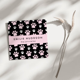 Tarjeta De Visita Cuadrada Patrón De Paws, Perro Groomer, Perro Walker, Tiend