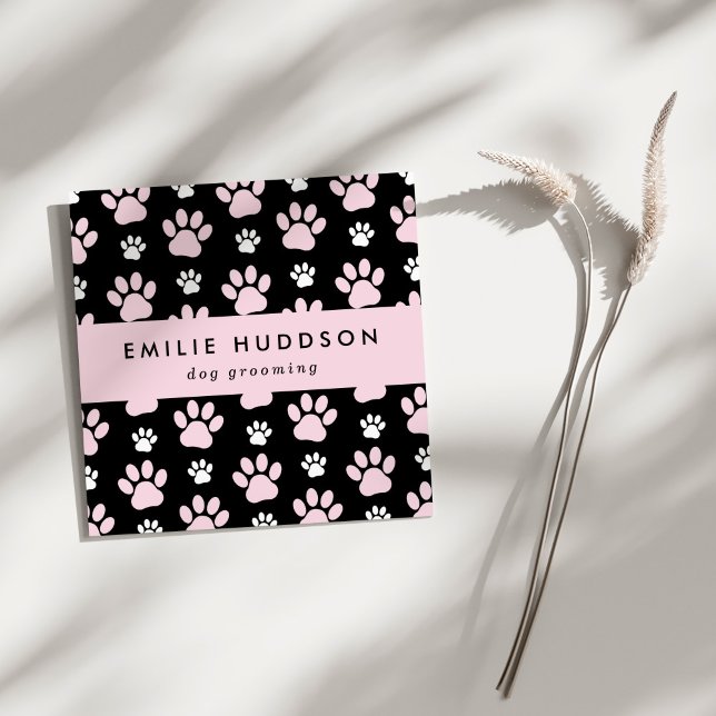Tarjeta De Visita Cuadrada Patrón De Paws, Perro Groomer, Perro Walker, Tiend (Subido por el creador)