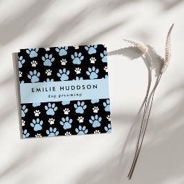 Tarjeta De Visita Cuadrada Patrón De Paws, Perro Groomer, Perro Walker, Tiend