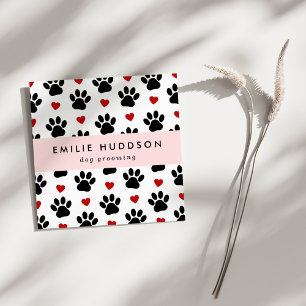 Tarjeta De Visita Cuadrada Patrón De Paws, Perro Groomer, Perro Walker, Tiend