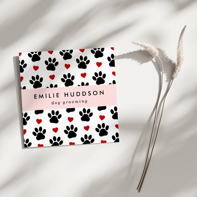 Tarjeta De Visita Cuadrada Patrón De Paws, Perro Groomer, Perro Walker, Tiend (Subido por el creador)