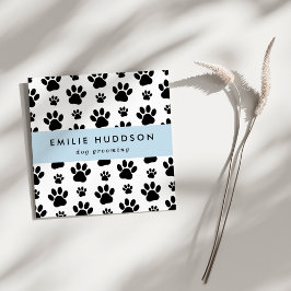 Tarjeta De Visita Cuadrada Patrón De Paws, Perro Groomer, Perro Walker, Tiend