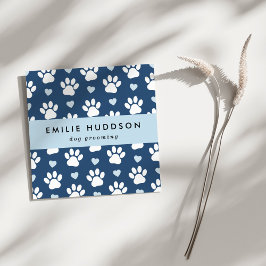 Tarjeta De Visita Cuadrada Patrón De Paws, Perro Groomer, Perro Walker, Tiend