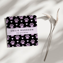 Tarjeta De Visita Cuadrada Patrón De Paws, Perro Groomer, Perro Walker, Tiend