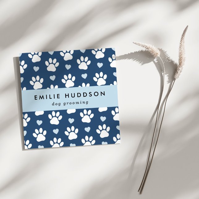 Tarjeta De Visita Cuadrada Patrón De Paws, Perro Groomer, Perro Walker, Tiend (Subido por el creador)