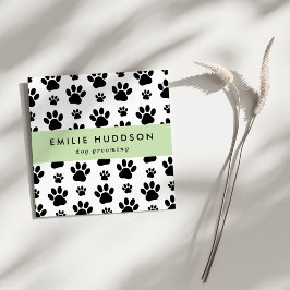 Tarjeta De Visita Cuadrada Patrón De Paws, Perro Groomer, Perro Walker, Tiend