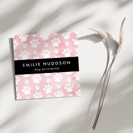 Tarjeta De Visita Cuadrada Patrón De Paws, Perro Groomer, Perro Walker, Tiend