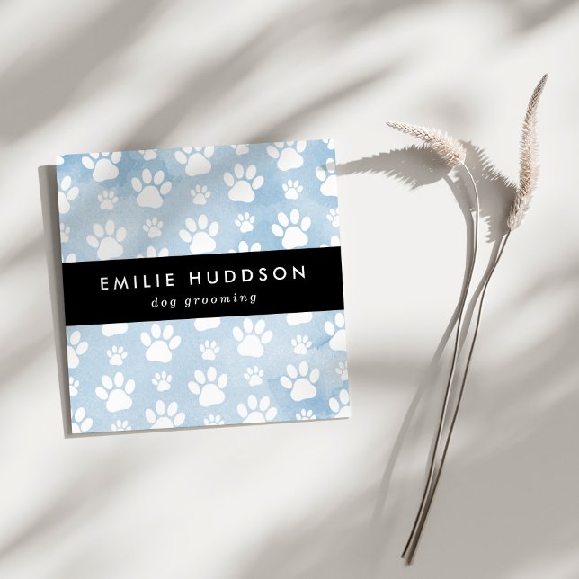 Tarjeta De Visita Cuadrada Patrón De Paws, Perro Groomer, Perro Walker, Tiend (Subido por el creador)