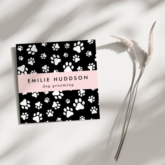 Tarjeta De Visita Cuadrada Patrón De Paws, Perro Groomer, Perro Walker, Tiend (Subido por el creador)