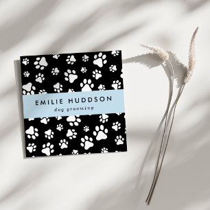 Tarjeta De Visita Cuadrada Patrón De Paws, Perro Groomer, Perro Walker, Tiend