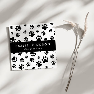 Tarjeta De Visita Cuadrada Patrón De Paws, Perro Groomer, Perro Walker, Tiend