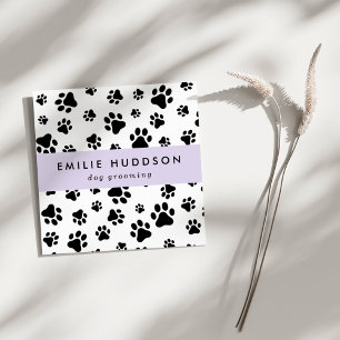 Tarjeta De Visita Cuadrada Patrón De Paws, Perro Groomer, Perro Walker, Tiend