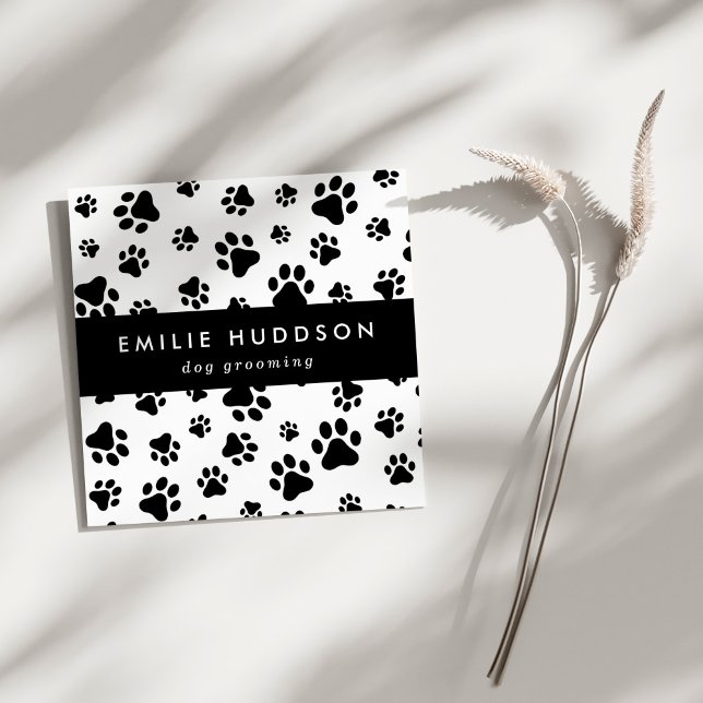Tarjeta De Visita Cuadrada Patrón De Paws, Perro Groomer, Perro Walker, Tiend (Subido por el creador)