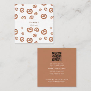 Tarjeta De Visita Cuadrada Patrón de Pretzel de Acuarela Suave Salada