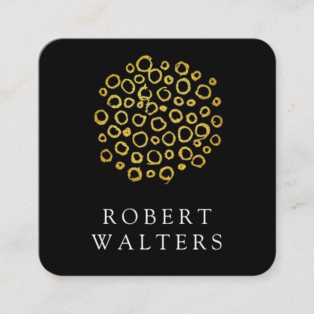 Tarjeta De Visita Cuadrada Patrón de Relieve metalizado de círculo Purpurina  (Anverso)