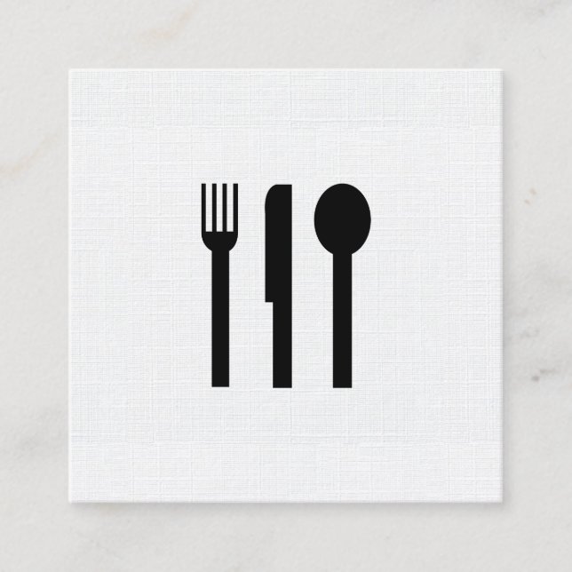 Tarjeta De Visita Cuadrada Patrón de Silverware / Linen (Anverso)