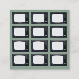 Tarjeta De Visita Cuadrada Patrón de televisión retro clásico antiguo de la t