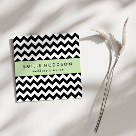 Tarjeta De Visita Cuadrada Patrón de zigzag negro y blanco, patrón de chevron