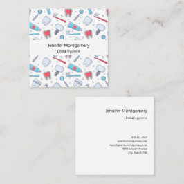 Tarjeta De Visita Cuadrada Patrón dental de dientes y herramientas