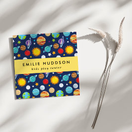 Tarjeta De Visita Cuadrada Patrón espacial, Centro de juegos para niños, Cent