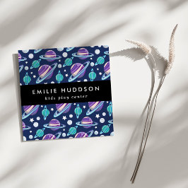 Tarjeta De Visita Cuadrada Patrón espacial, Centro de juegos para niños, Cent