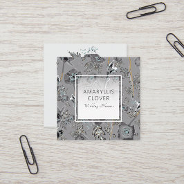 Tarjeta De Visita Cuadrada Patrón floral acuarela de Poppies