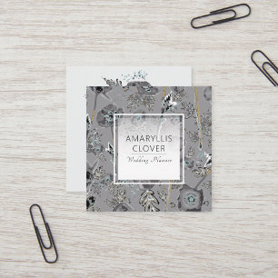 Tarjeta De Visita Cuadrada Patrón floral acuarela de Poppies