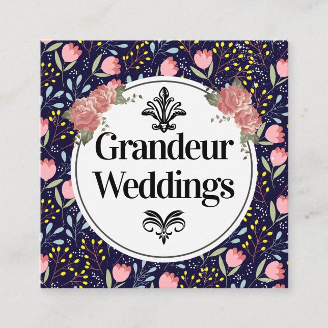 Tarjeta De Visita Cuadrada Patrón floral de moda (Anverso)