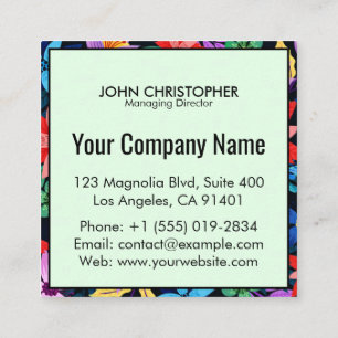 Tarjeta De Visita Cuadrada Patrón floral exótico con texto personalizado Plan