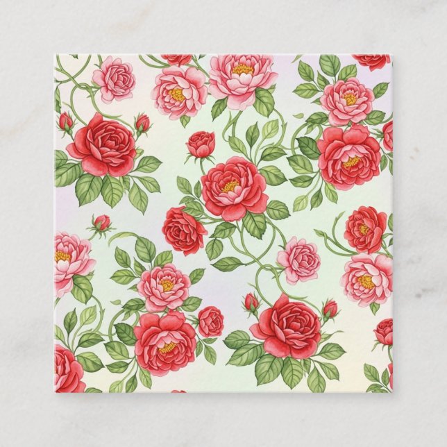 Tarjeta De Visita Cuadrada Patrón floral sin fisuras, vibrante o (Anverso)