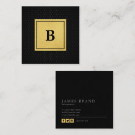 Tarjeta De Visita Cuadrada Patrón geométrico con monograma falso de Relieve m