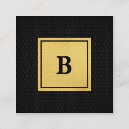 Tarjeta De Visita Cuadrada Patrón geométrico con monograma falso de Relieve m