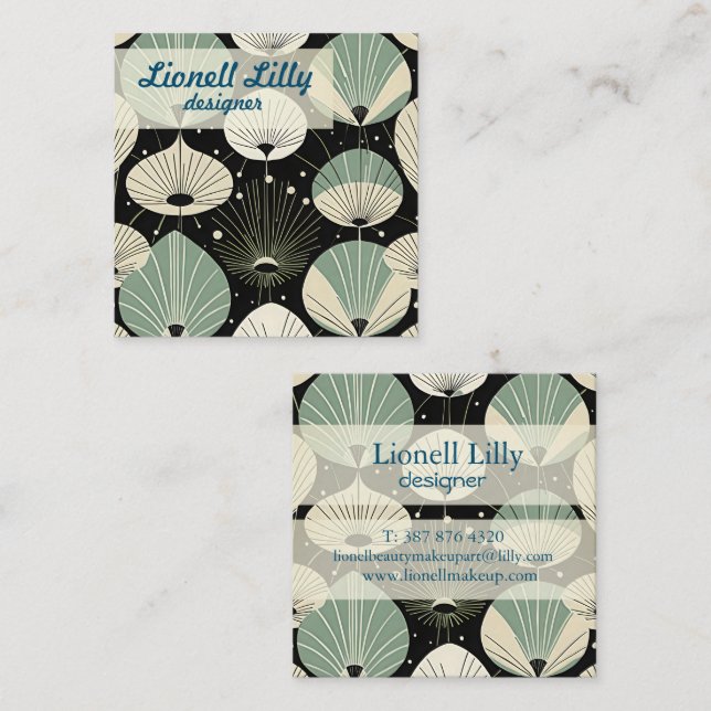 Tarjeta De Visita Cuadrada Patrón geométrico moderno de edad atómica retro (Anverso / Reverso)