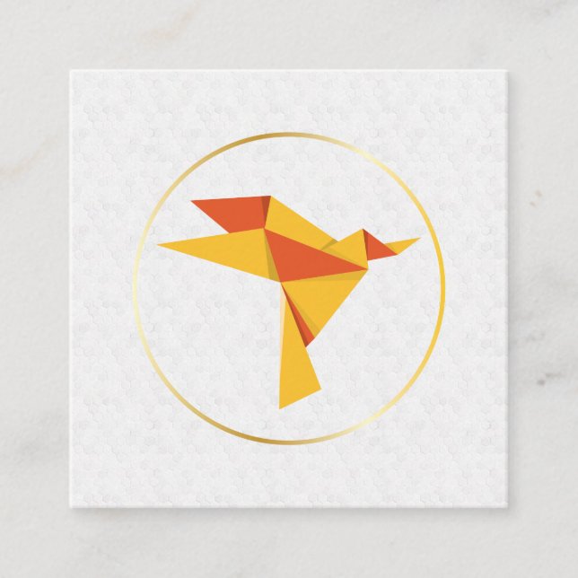 Tarjeta De Visita Cuadrada Patrón geométrico | Origami Bird (Anverso)