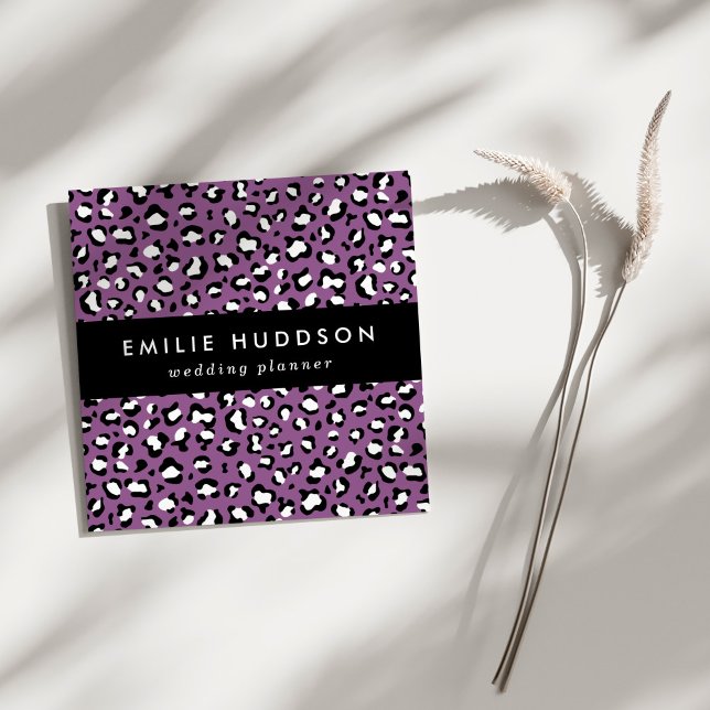 Tarjeta De Visita Cuadrada Patrón leopardo, puntos leopardo, leopardo púrpura (Subido por el creador)