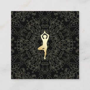 Tarjeta De Visita Cuadrada Patrón natural de la yoga pose