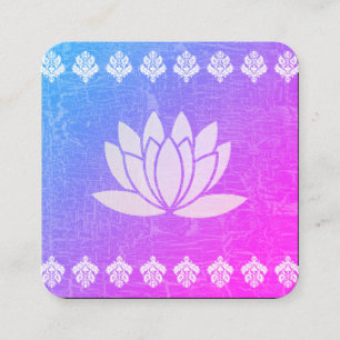 Tarjeta De Visita Cuadrada Patrón ordenado morado de flores de Lotus