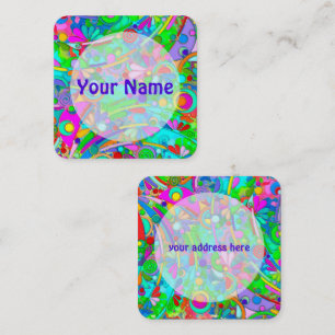 Tarjeta De Visita Cuadrada Patrón Pintado A Mano Y Digitalmente Artículo 18