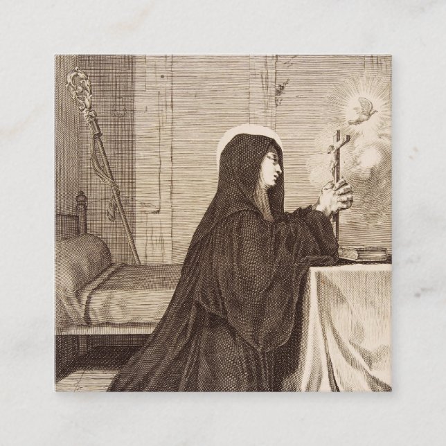 Tarjeta De Visita Cuadrada Patrona de la escuela de Saint Scholastica (Anverso)