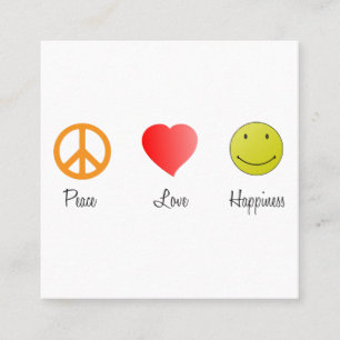 Tarjeta De Visita Cuadrada Paz Amor Felicidad