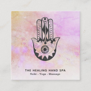 Tarjeta De Visita Cuadrada *~* Peach Hamsa Hand de Fatima Craters of Moon